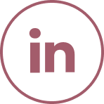 Altrosa LinkedIn-Symbol in einem kreisförmigen Rahmen auf weißem Hintergrund.