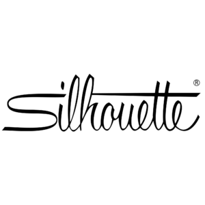 Schwarzes Logo der Marke Silhouette in geschwungener Schreibschrift auf weißem Hintergrund.