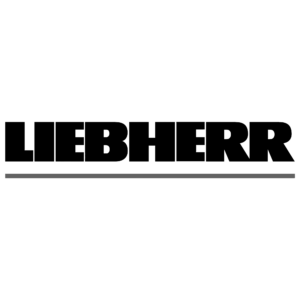 Schwarzes Logo der Marke Liebherr mit einer grauen Linie auf weißem Hintergrund.