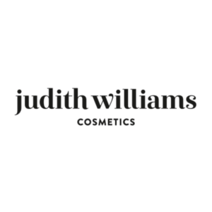Schwarzes Logo der Marke Judith Williams Cosmetics auf weißem Hintergrund.