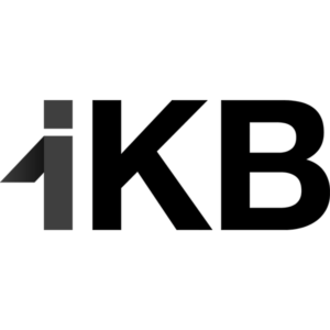 Das schwarz-graue Logo der IKB mit stilisiertem Buchstaben i auf weißem Hintergrund.
