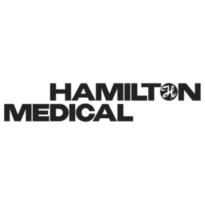 Schwarzes Logo der Firma Hamilton Medical auf weißem Hintergrund.