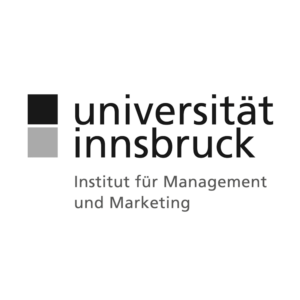 Schwarz-weißes Logo der Universität Innsbruck des Instituts für Management und Marketing
